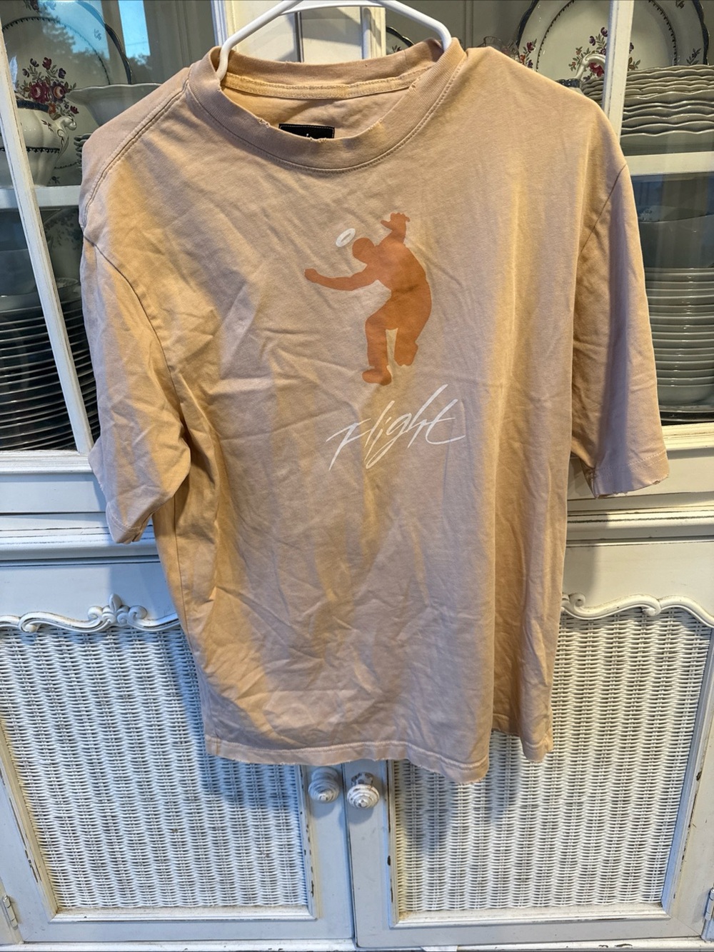 Light Tan Short Sleeve Graphic Tee - Flight Script